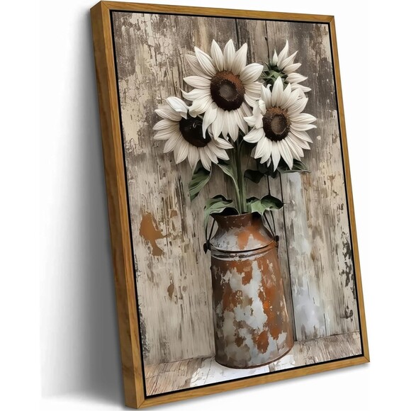 VPUQWGKE Other - VPUQWGKE Rustic Sunflower Canvas Wall Art with Frame 16 x 24 - New